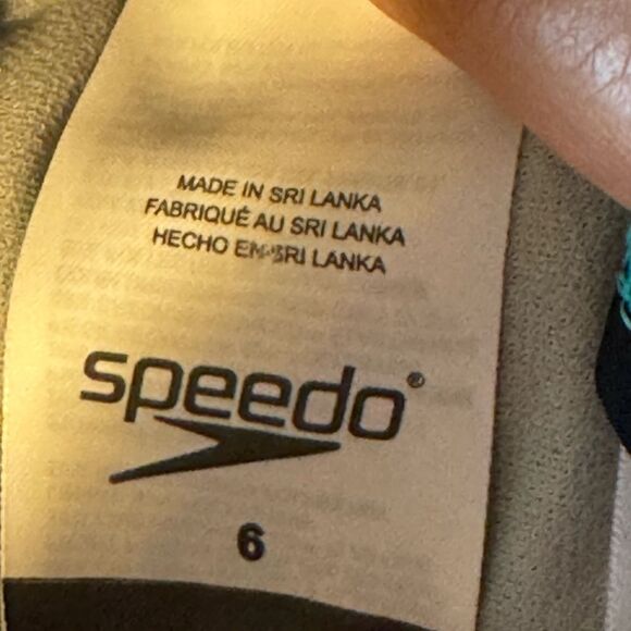 SPEEDO Women's Size 6 Active Diagonal Colorblock One Piece Swimsuit black green‎ - Picture 9 of 11